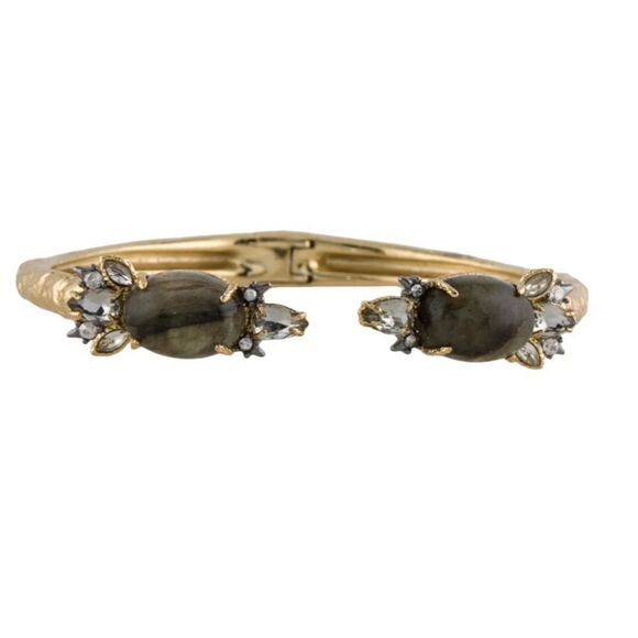 ❤️SOLD❤️Alexis Bittar Crystal Elements Open Cuff 10K Gold Plated Bracelet - Picture 8 of 9